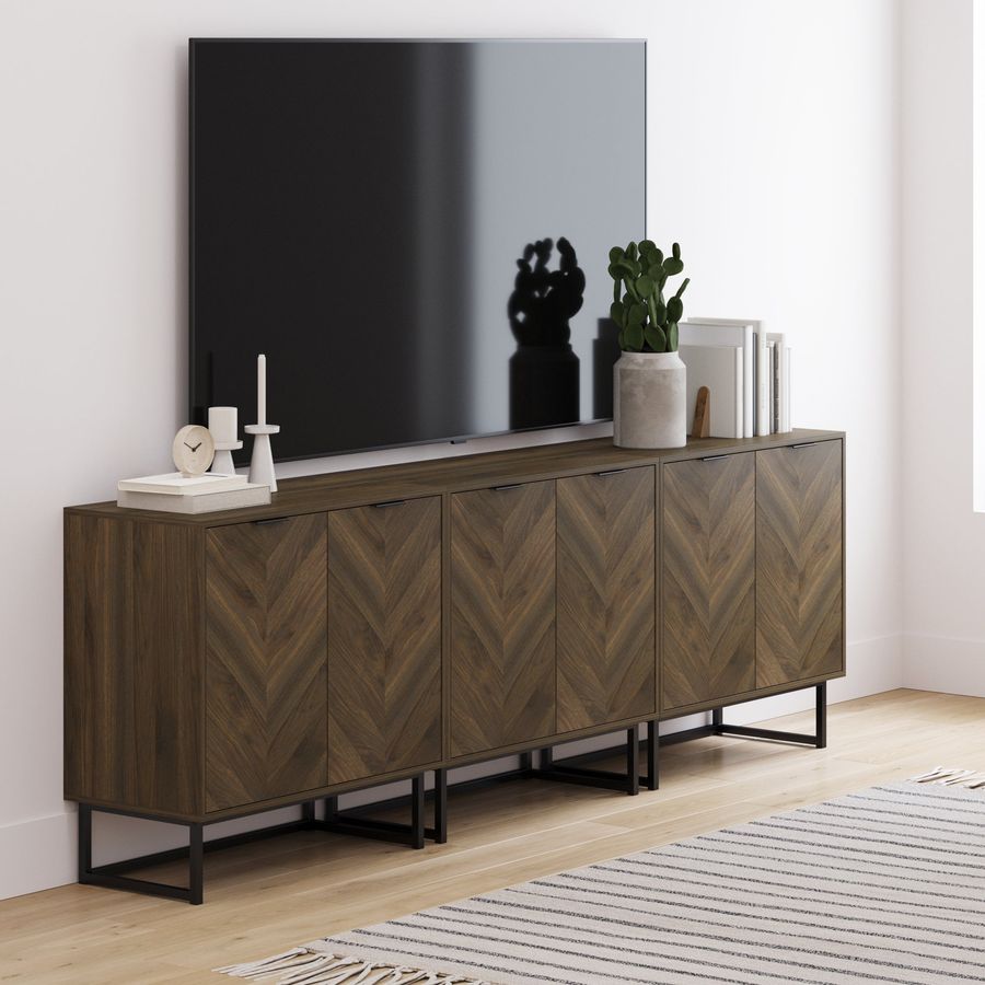 Herringbone TV Console Credenza Walnut (Set of 3) added by Spoak Member