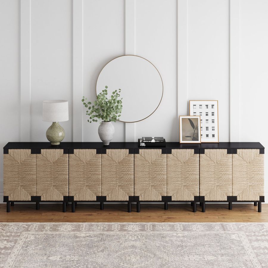 Large Seagrass TV Console Credenza Black (Set of 4) added by Spoak Member