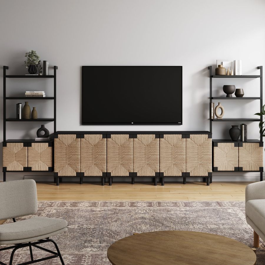 Boho Seagrass Entertainment Center Black (3 Cabinets) added by Spoak Member