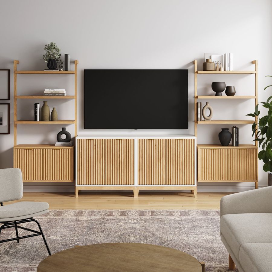 Mid-Century Entertainment Center Light Brown White (2 Cabinets) added by Spoak Member