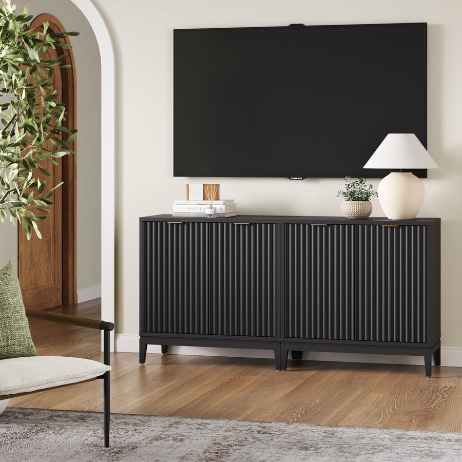 Mid-Century Fluted TV Console Credenza Black (Set of 2) added by Spoak Member
