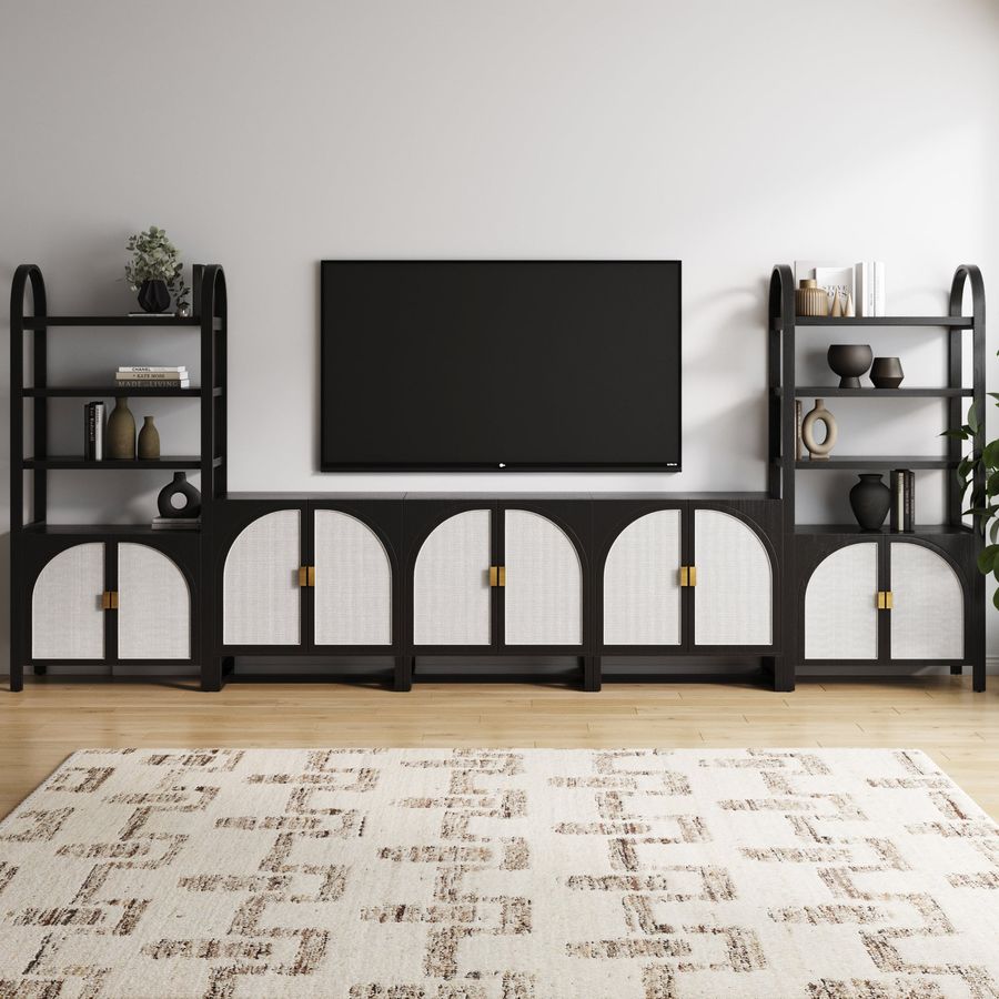 Boho Arched Bookshelf Entertainment Center Black added by Spoak Member