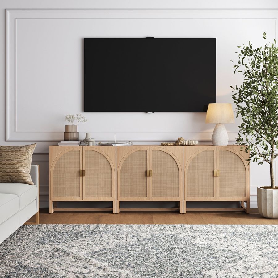 Boho Arched TV Console Credenza Raw Oak (Set of 3) added by Spoak Member