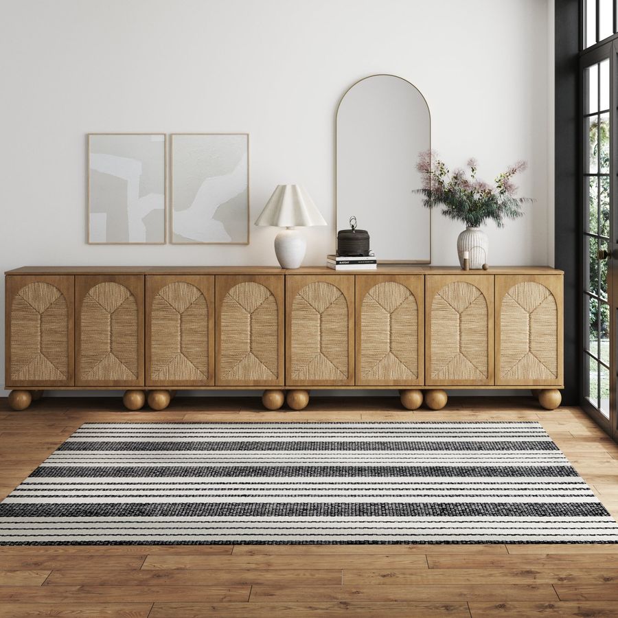 Large Seagrass Arched TV Console Credenza Light Brown (Set of 4) added by Spoak Member