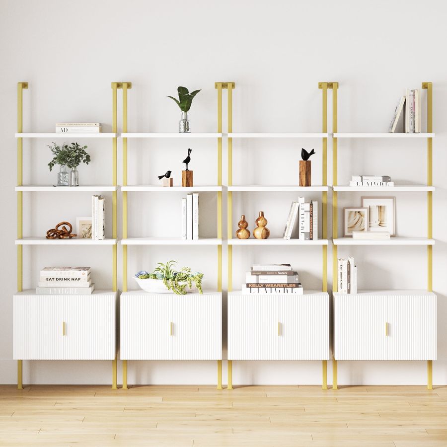 Mid-Century Fluted Wall Bookshelves with Doors (Set of 4) added by Spoak Member