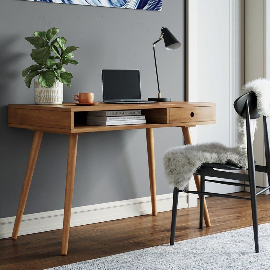Wood Mid-Century Modern Writing Desk with Drawer added by Spoak Member