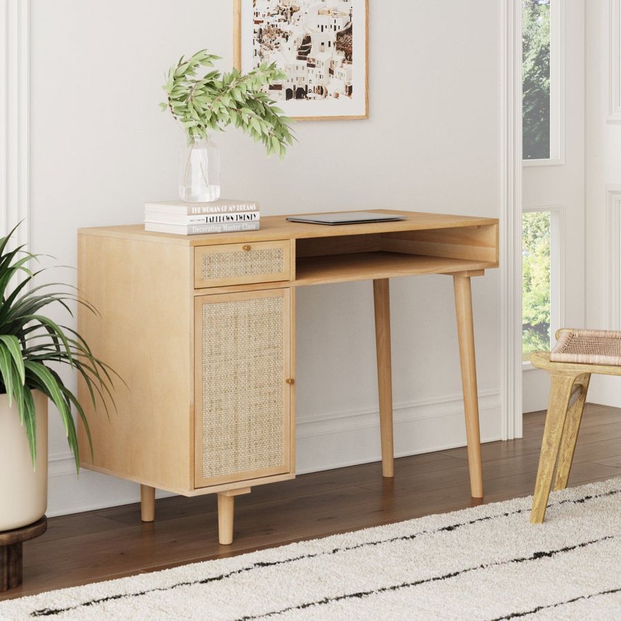 Boho Rattan & Wood Vanity Desk with Storage added by Spoak Member