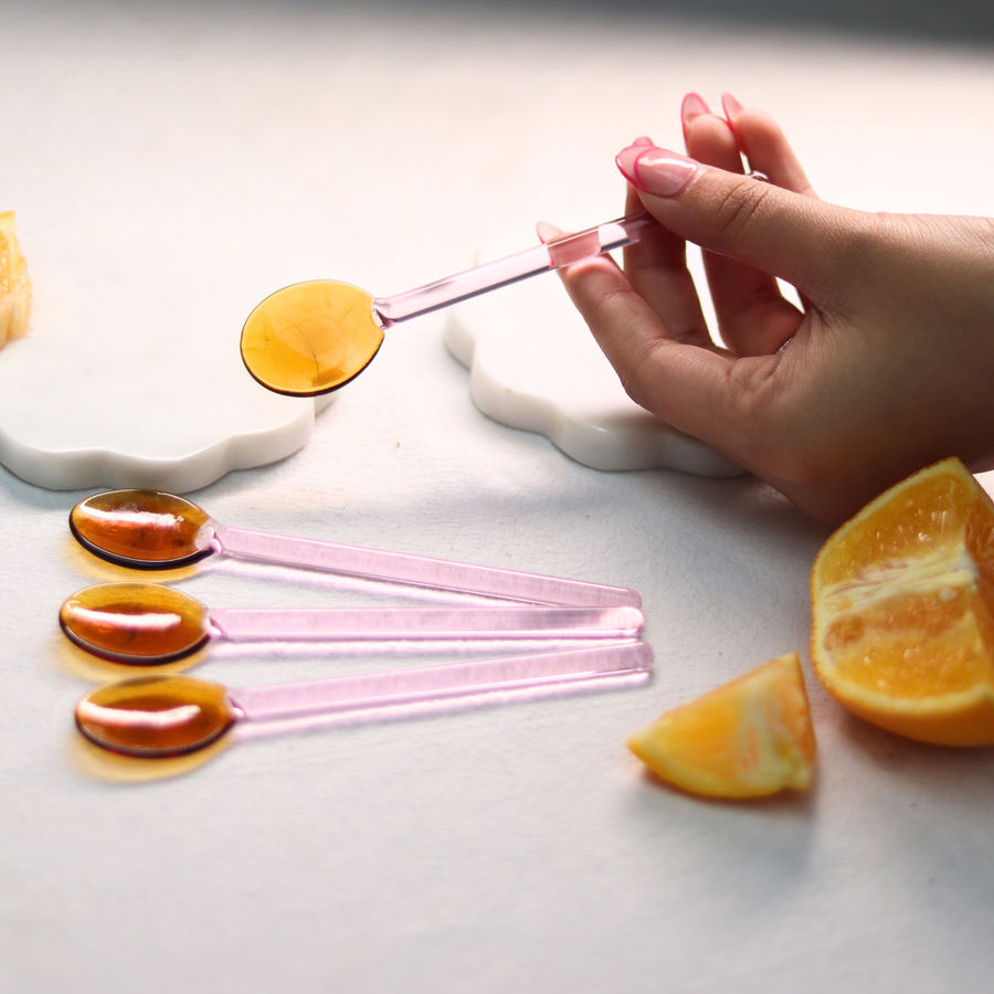 Glass Spoons Amber-Pink, - 4.9 x 1 Inches added by Spoak Member