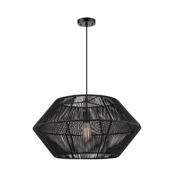 Terra 1-Light Matte Black Natural Twine Chandelier added by Oluchi Assumani