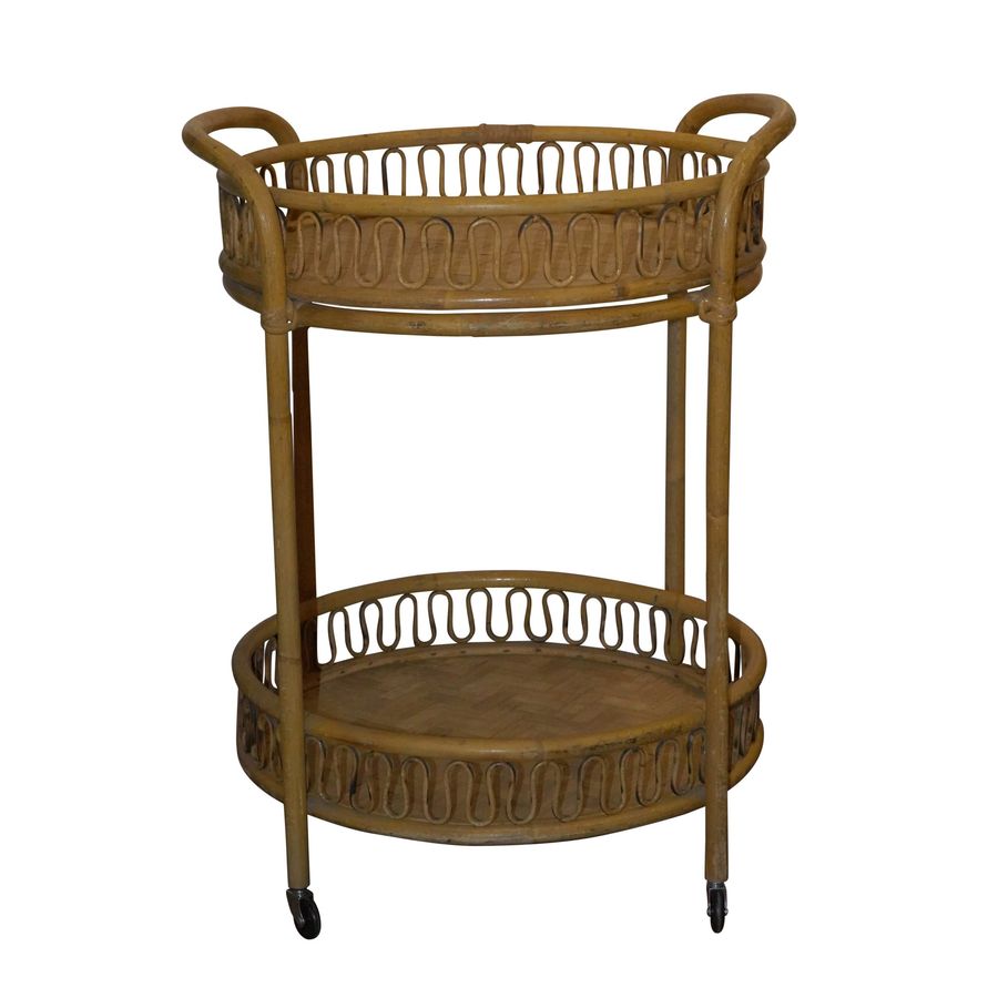 French Rattan Barcart, circa 1960's - Foxglove Antiques & Galleries added by Serena Finnerty