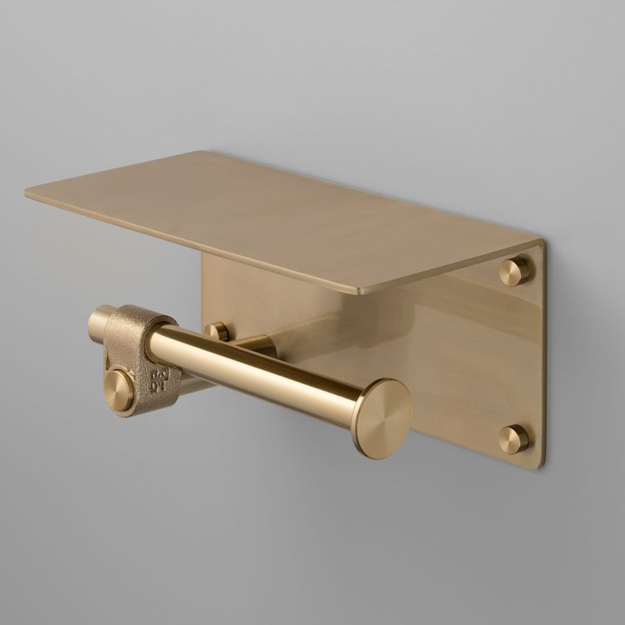 TOILET ROLL HOLDER / WITH SHELF / CAST / BRASS added by Eunoia Modern