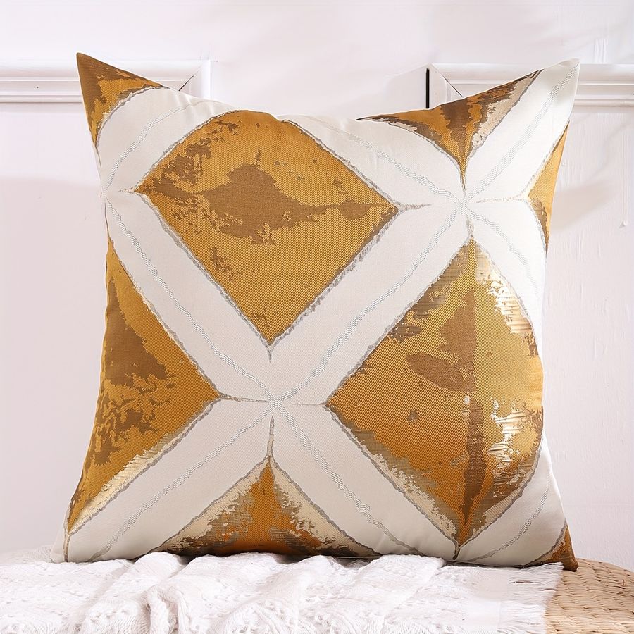 Vintage Throw Pillow Cover Geometric Pattern Gold Yarns Jacquard Home Accessories Living Room Sofa Bedroom Contemporary Style Zipper Pillow Case Without Pillow Core - Temu added by Shannon Jernigan