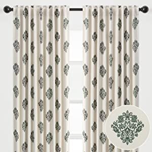 Chanasya 2-Panel Ornamental Damask Blackout Curtains - 3-in-1 Back Tab, Rod Pocket, Ring Tab - for Windows Living Room Bedroom - Room Darkening Thermal Insulation Drapes 52 x 108 Inches - Emerald added by Where The Heart Is Designs