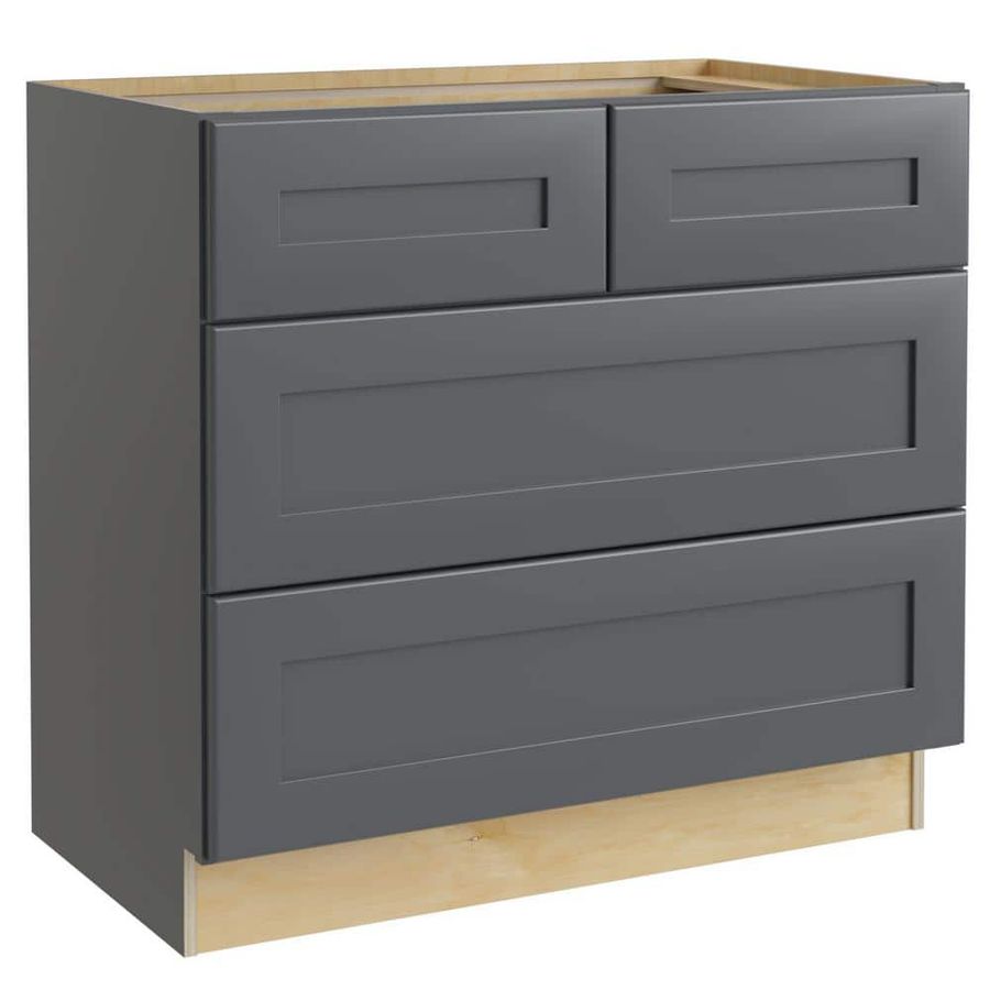 Home Decorators Collection Newport Onyx Gray Shaker Assembled Plywood 36 x 34.5 x 24 in. Stock Base Drawer Kitchen Cabinet 4 Soft Close Drawers BD36-NDO - The Home Depot added by Melissa Saco-Vertiz