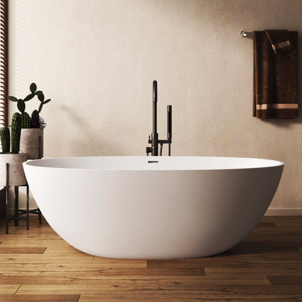 65'' Freestanding Bathtub Solid Surface Stone Resin Soaking Tub added by Jessie Neuman