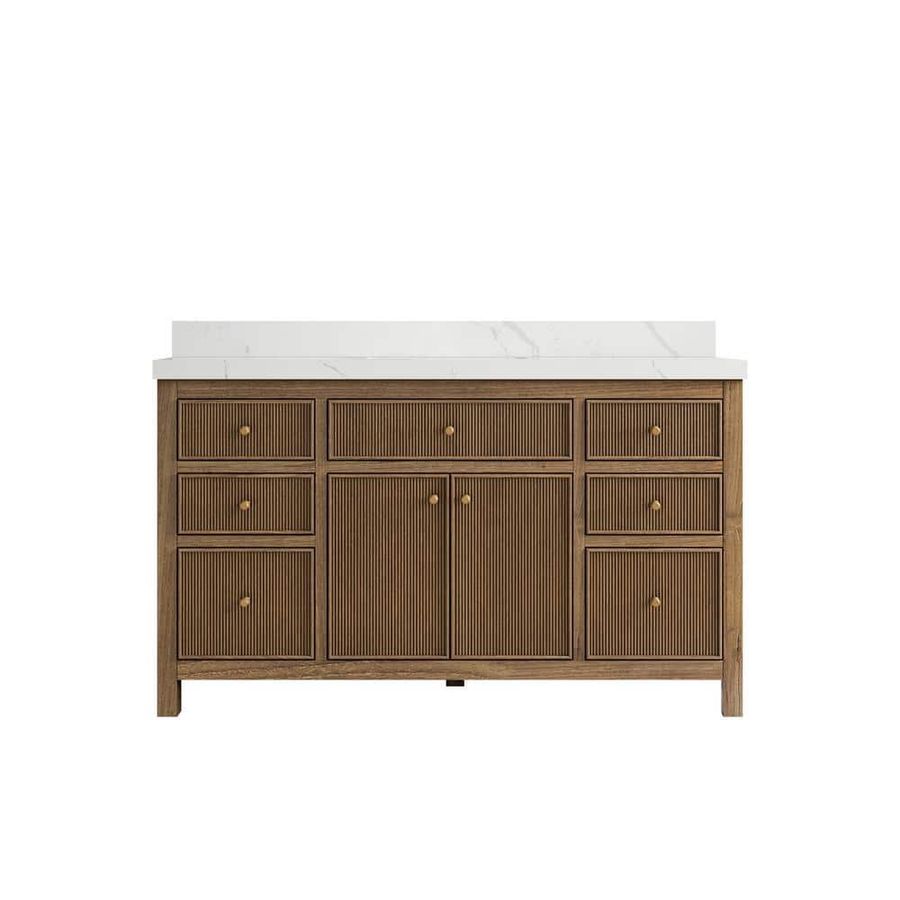 Willow Collections Sonoma Teak 60 in. W x 22 in. D x 36 in. H Single Sink Bath Vanity in Dark Teak with 2 added by Kate McKay Designs