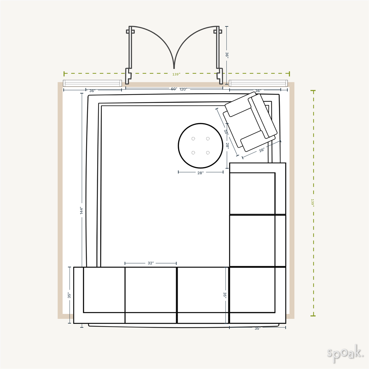 Living Room Layout designed by Sarah Preston