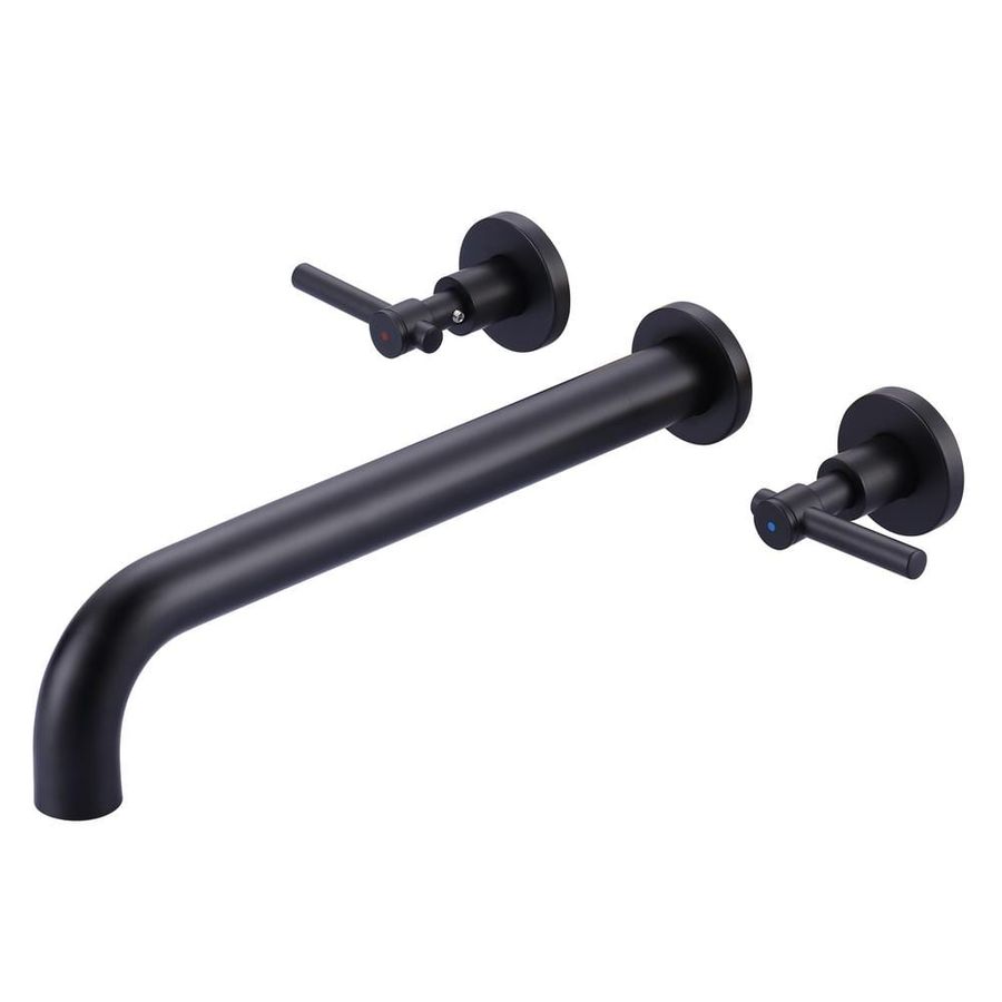ALEASHA Double-Handle Wall-Mount Roman Tub Faucet in Matte Black AL-4E26B - The Home Depot added by Danielle Lambert