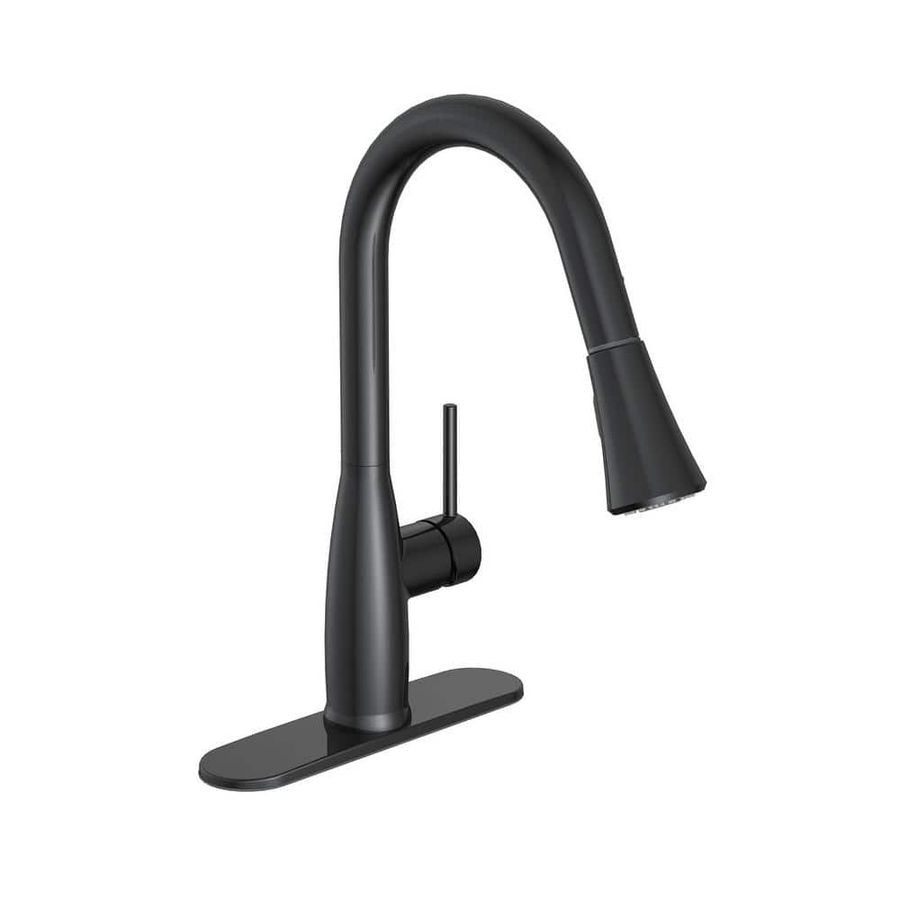 PRIVATE BRAND UNBRANDED Cartway Single-Handle Pull-Down Sprayer Kitchen Faucet in Matte Black D001O - The Home Depot added by Janae Sullivan