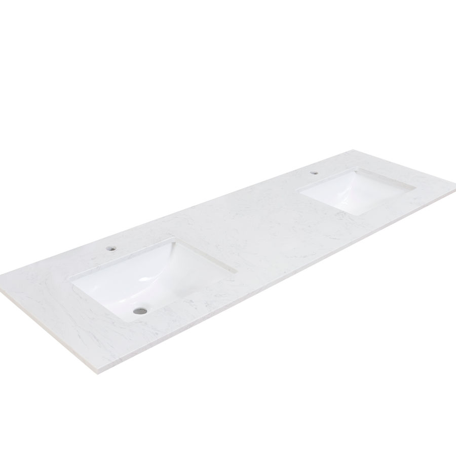 Altair Salerno 73" Double Bathroom Vanity Top in High Gloss White Stone Finish with Sink & Reviews | Wayfair added by Katherine Bazyk