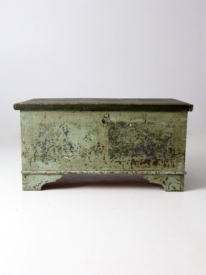 Antique Green Flat Top Wooden Trunk - Etsy added by Alyssa Hennessey