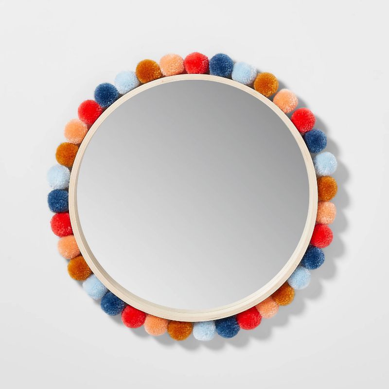 19" Round Colorful Pom-Pom Kids' Mirror - Pillowfort™ added by Brittany Vink