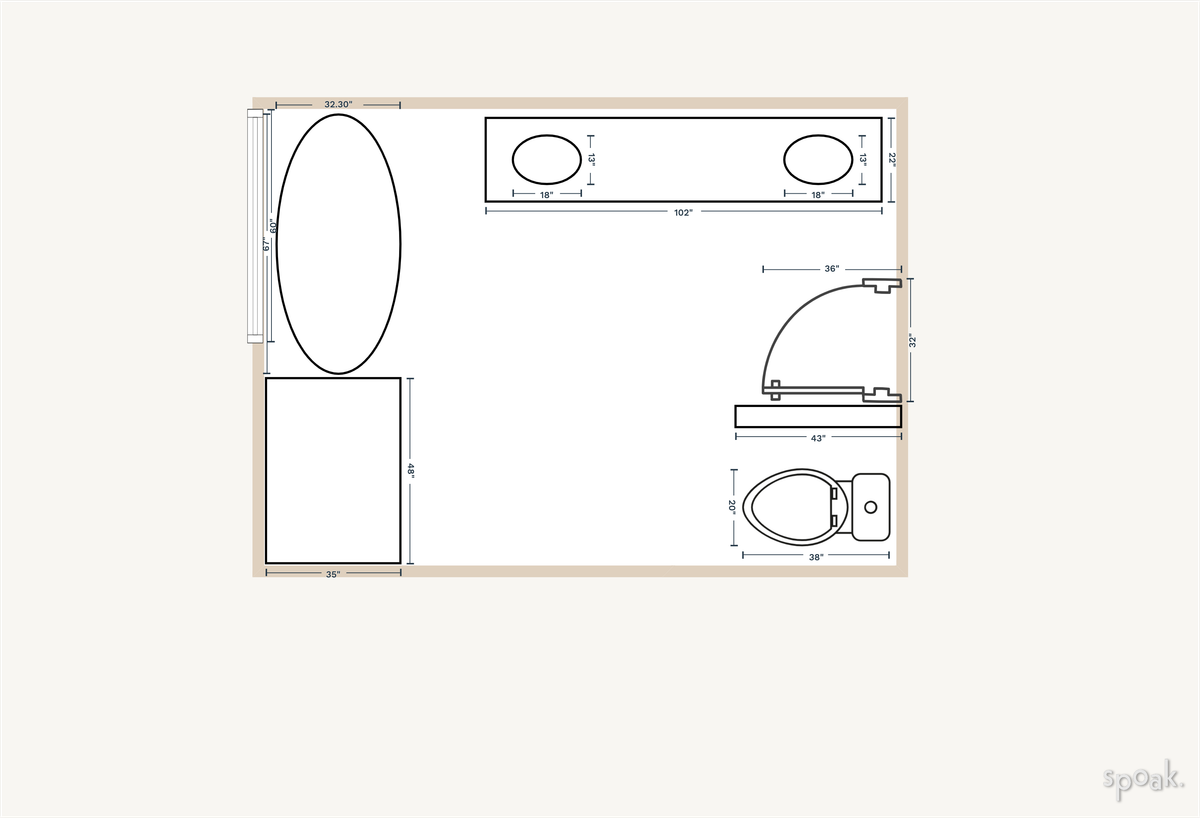 Large Bathroom Floor Plan designed by Dylan Childrey