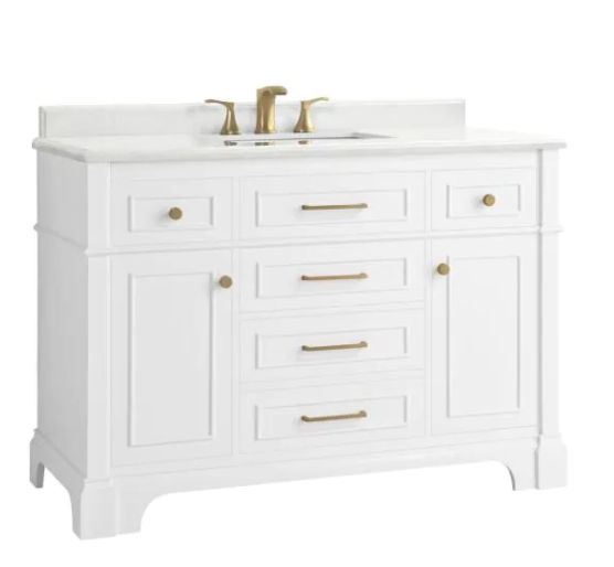 Melpark 48 in. W x 22 in. D Bath Vanity in White with Cultured Marble Vanity Top in White with White Sink added by Julianne Fiastro