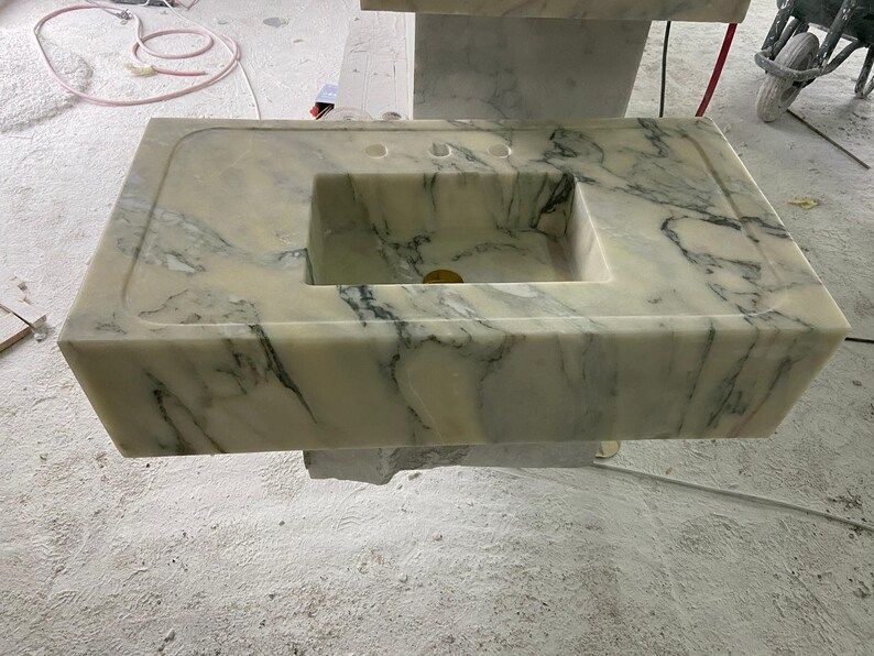 Calacatta Monet Marble Sink, Custom Order Marble Vanity, Wall Mounted Marble Sink, Hand Carved Marble Sink, Natural Stone, Special Order - Etsy added by Madelynn Furlong