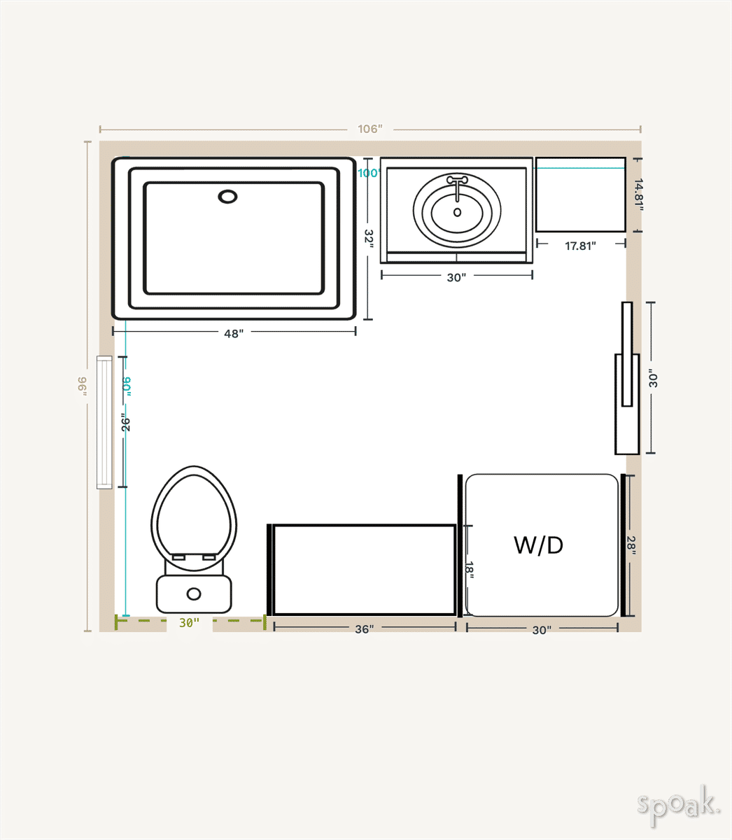 Bathroom Layout designed by Gabriela Hebert