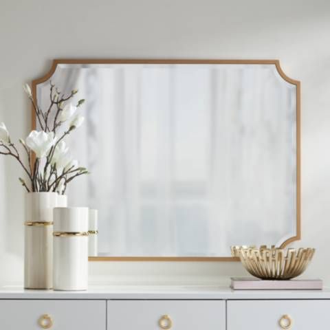 Jacinda Antique Gold 30" x 40" Rounded Cut Edge Wall Mirror - #94E40 | Lamps Plus added by Kate McKay Designs