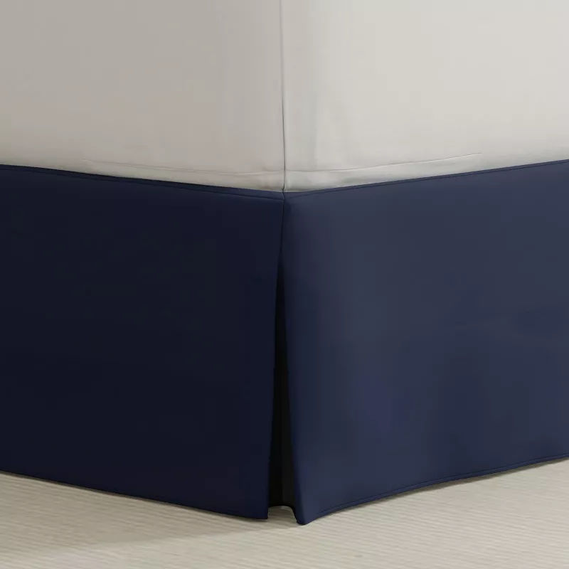 King Wrap-around Tailored Bed Skirt Navy - Bed Maker's: Polyester, Machine Washable, Plain Weave, 14" Drop added by Lauren Kitchen