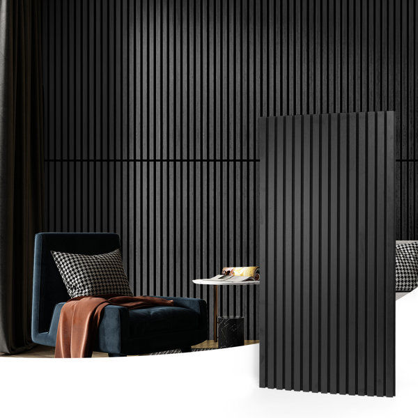 23.6" x 47.24" Acoustic Slat Wall Panels,3D Wood Wall Paneling for Wall,Ceiling (Set of 4) added by Ivy Hester
