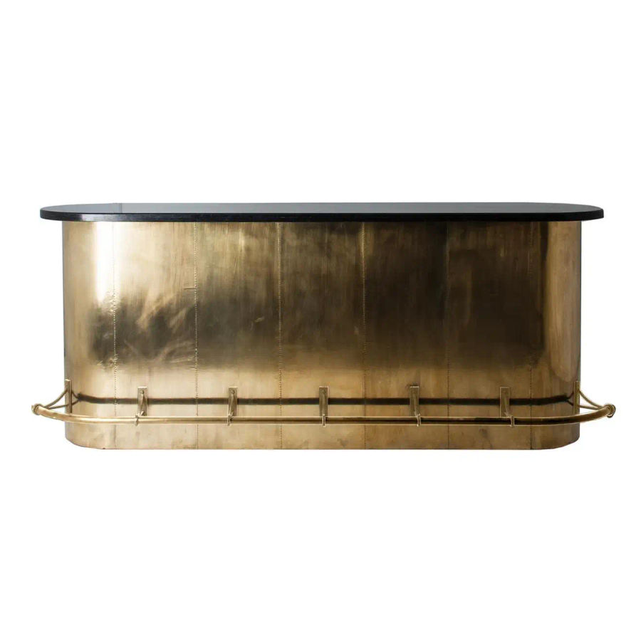 Art Deco Style Black Marble Quartz Top and Oval Brass Bar Cabinet or Counter added by Eliza Teixeira