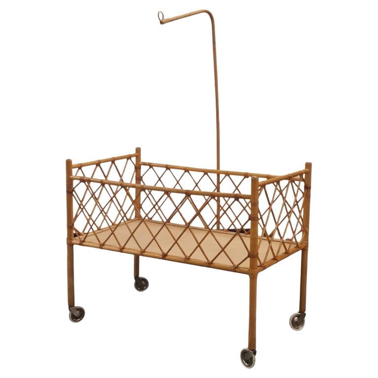 Light Mobile Vintage Finnish Baby Bed / Cot in Cane and Rattan, 1960s added by Serena Finnerty