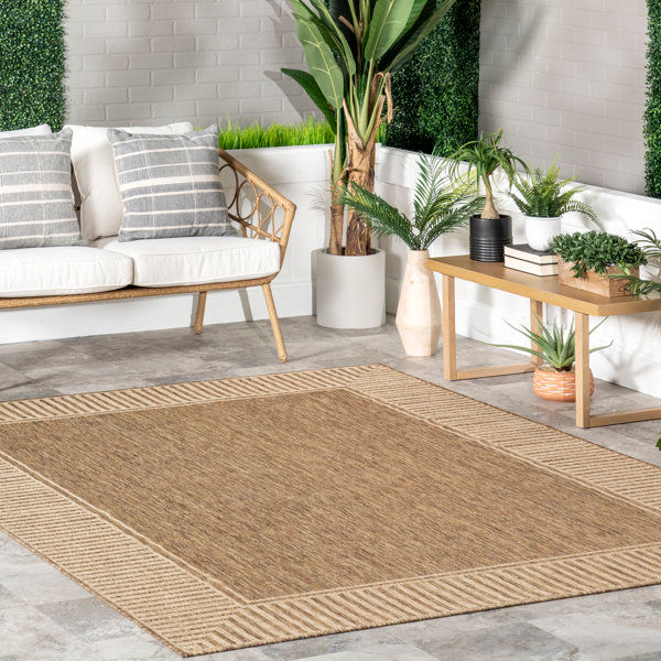 Alegre Bordered Power Loom Tan Indoor/Outdoor Patio Rug added by Amanda Higgins