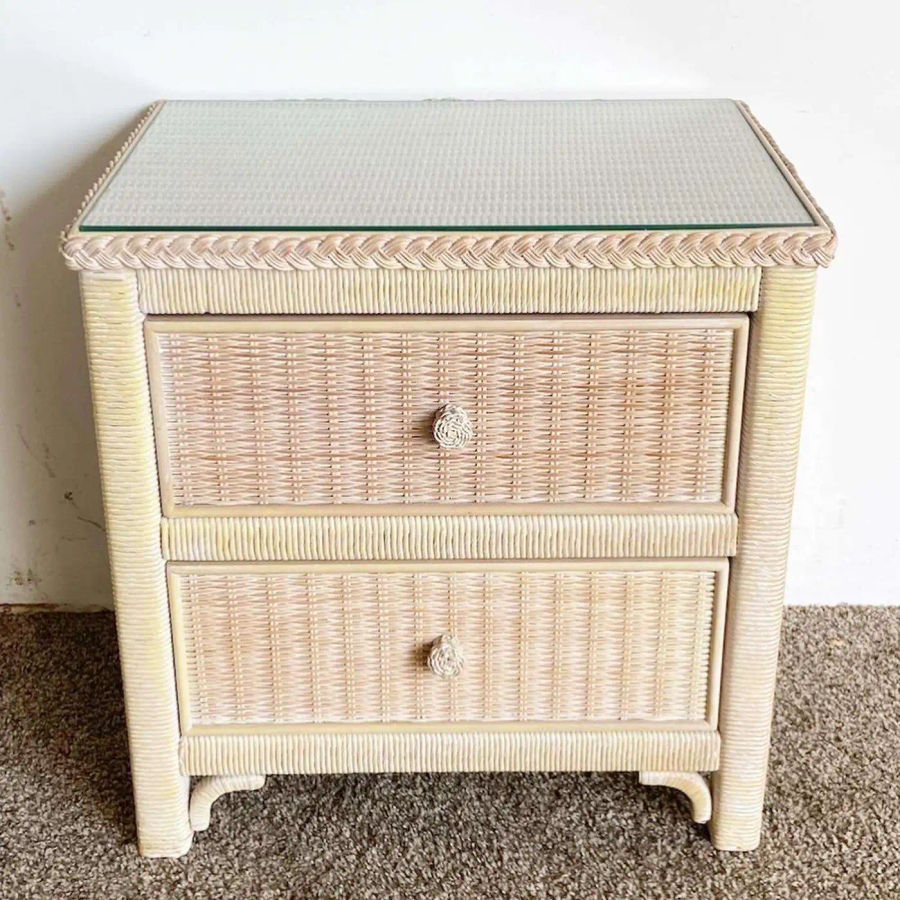 Boho Chic Rattan and Wicker Nightstand by Henry Link added by Rose O'Connor