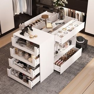 Glass-Top Closet Organizer White Dressing Island Ample Storage Dresser - Bed Bath & Beyond - 39673009 added by Evie Leigh