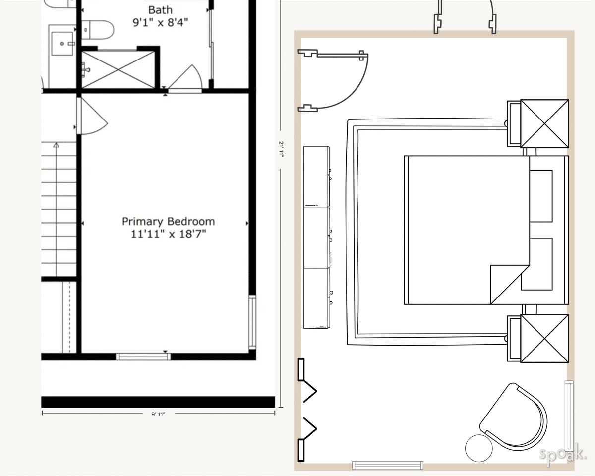 Large Bedroom Floor Plan designed by KATHERINE ECK