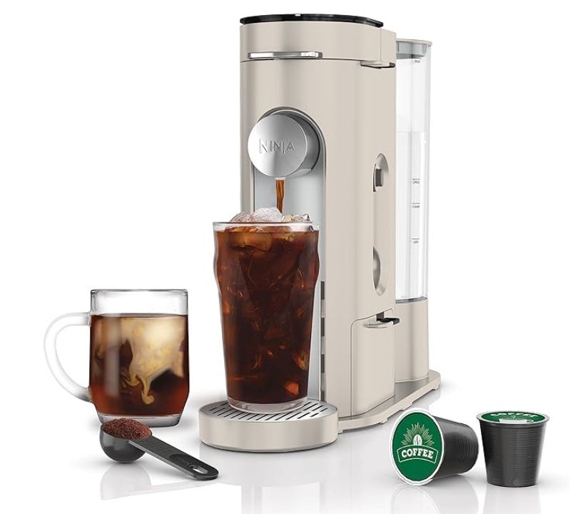 Ninja PB041ST Pods & Grounds Single-Serve Coffee Maker, K-Cup Pod Compatible, Brews Grounds, Compact Design, 56-oz. Reservoir, 6-oz. Cup to 24-oz. Travel Mug Brew Sizes, Iced Coffee Maker, Stone added by Lauren Gisriel