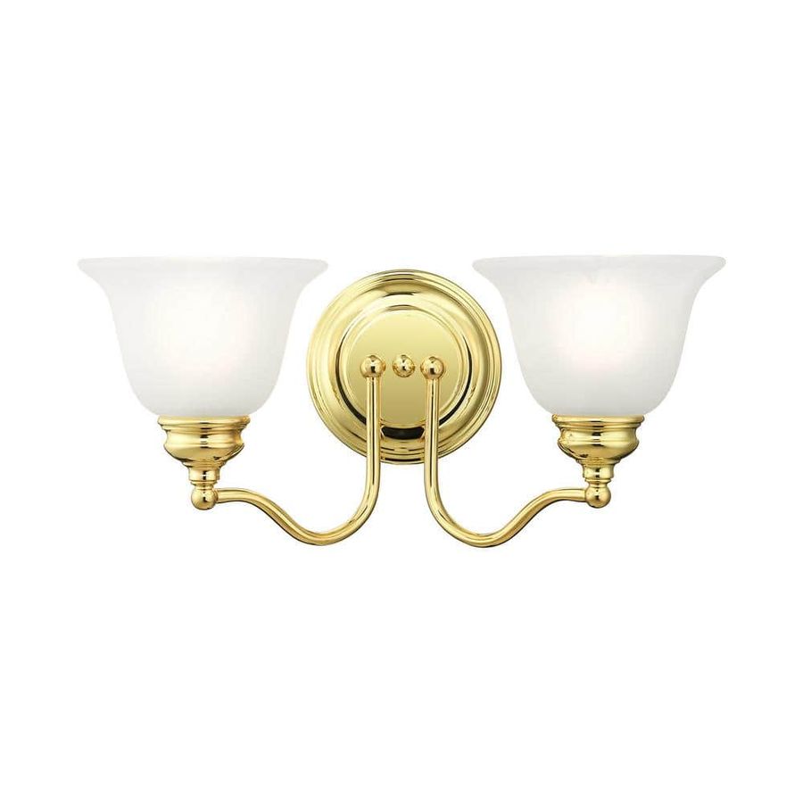 Check The Home Depot's Q&A Before Buying: Livex Lighting Woodside 15.25 in. 2-Light Polished Brass Vanity Light with Alabaster Glass added by Elizabeth Auritt