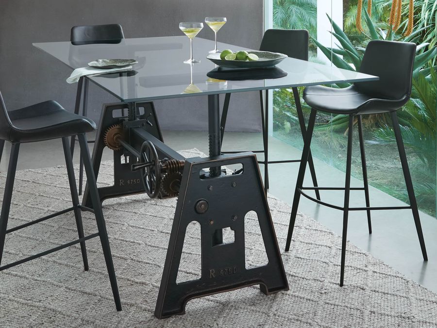 Industrial Crank Desk in Black Rubbed Copper with Glass Top added by Helena Higgins