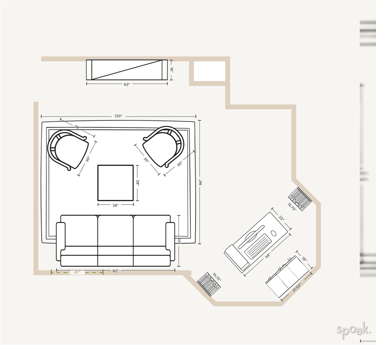 TV Room Floor Plan designed by Mira Kessler
