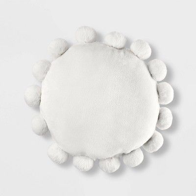 Round Plush Kids' Pillow with Pom-Poms Cream - Pillowfort™: Decorative Throw, Sensory Friendly, OEKO-TEX Certified added by Stephanie Stras