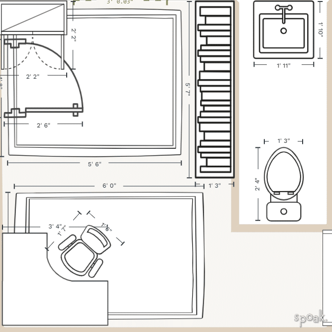 Rectangle Bathroom Plan designed by Leanne Wines