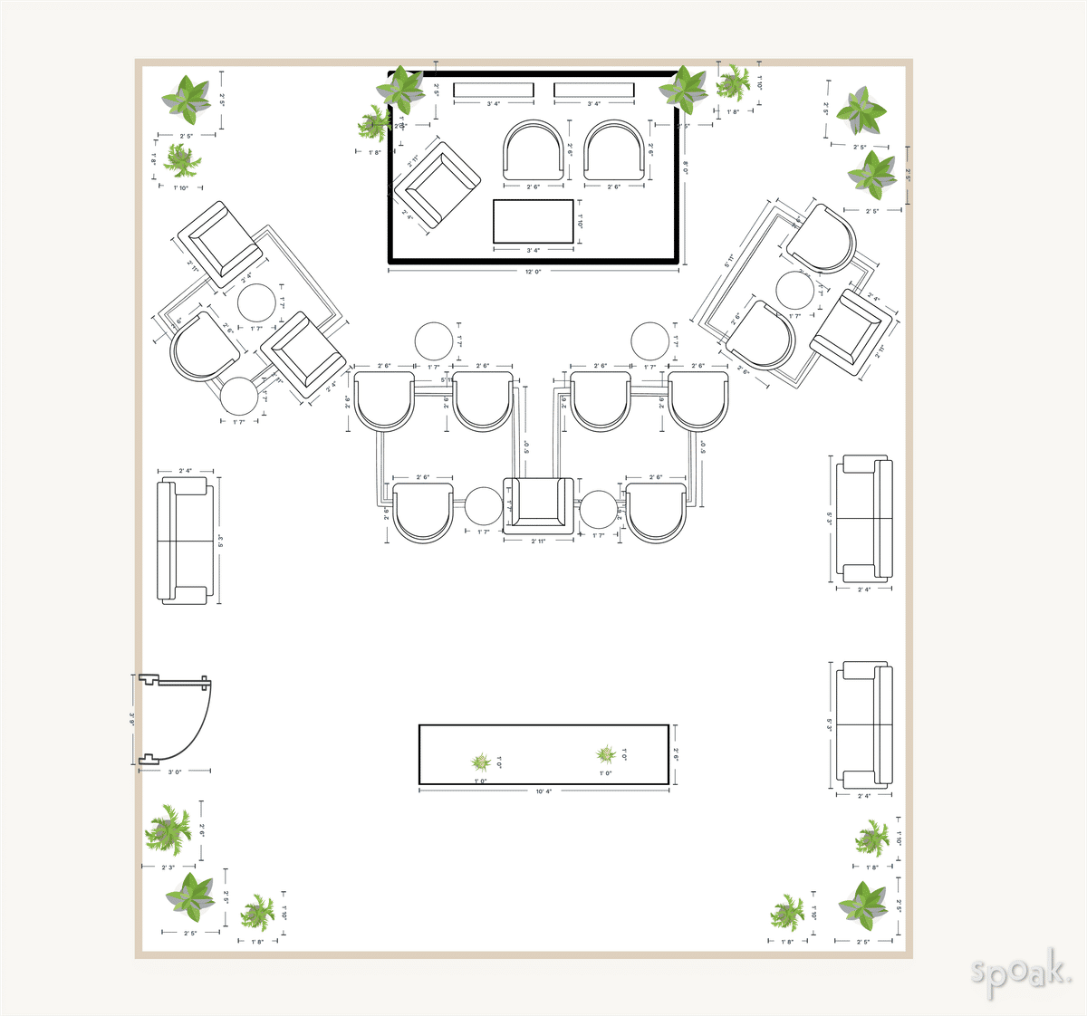 Open Concept Living + Dining Room Floor Plan designed by Sarah Kerry Ramirez