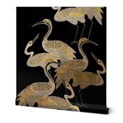 Deco Cranes, Onyx Large Scale Wallpaper byshellyreneedesigns added by Erica Ramon
