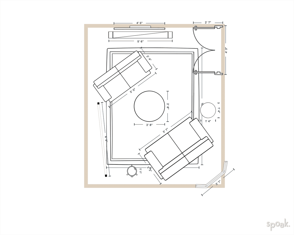 Living Room Layout designed by Ellie Baer