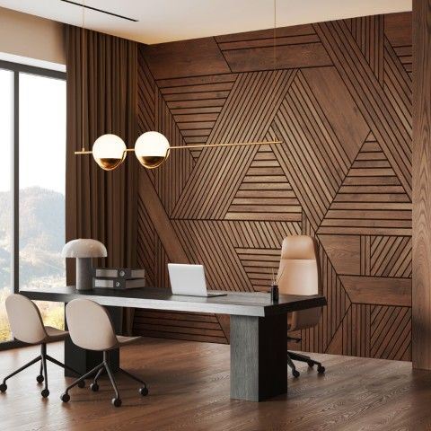 Geometric Wood Texture Effect Wallpaper Mural- 28sq ft x 6ft added by Jay C. Lynn Interior Designs, LLC