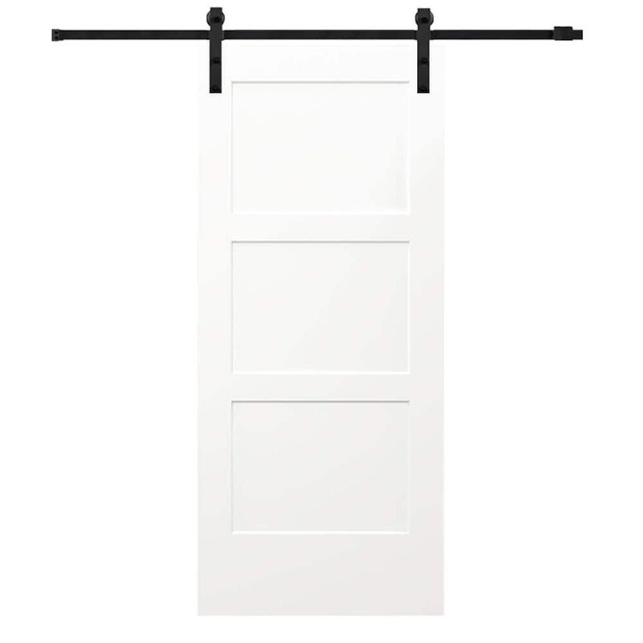 MMI Door 30 in. x 80 in. Birkdale Primed Solid Core Composite Sliding Barn Door with Matte Black Hardware Kit Z0365178 - The Home Depot added by Dogwood Home Design